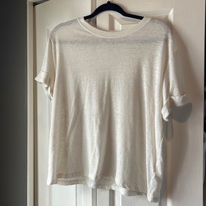 white t with cuffed arms